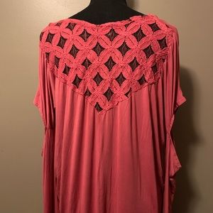 Salmon Crochet Back Detail Blouse (w/ open elbow)